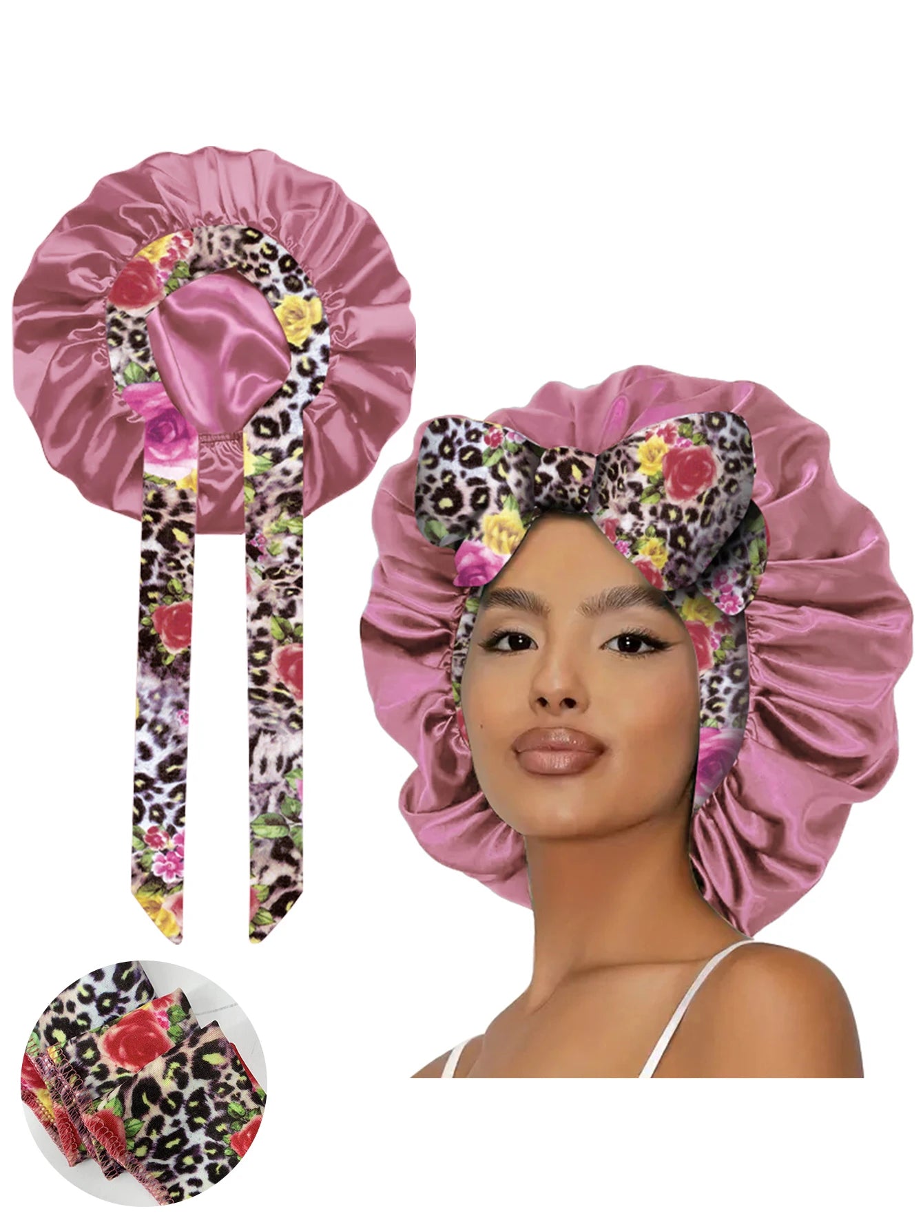 1pc  Satin bonnet with tie for women  Soft Silky Hair Care for Night Use Single Piece Stylish Hair Accessory