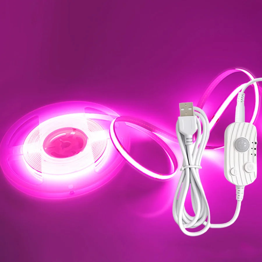 Motion Sensor Led COB Light Strip DC 5V Usb Powered Auto ON/OFF Liner Lighting Diode for Cabinet Wardrobe Kitchen Staircase