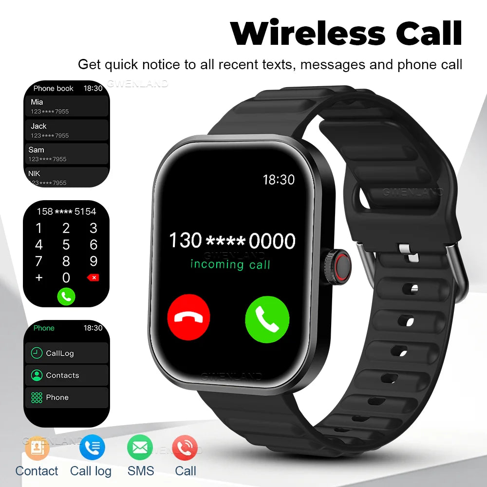 New Smart Watch for Men Women - 2.01" HD Full Touch Screen, wireless Call, Health monitoring & Sleep Monitor, Fitness Tracker,