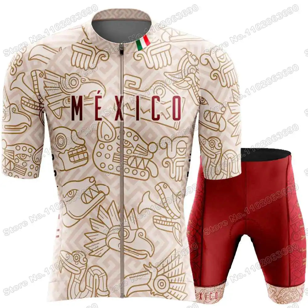2026 Mexico Cycling Jersey Set The United Mexican States Cycling Clothing Mexican national emblem Eagle and Snake Road Bike Suit