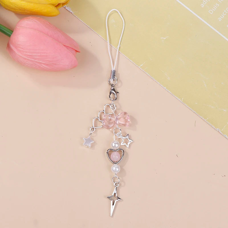 Creative Beaded Delicate Cell Phone Pendant Hanging Chain Sweet Y2K Phone Case Headset Backpack Accessories Gift