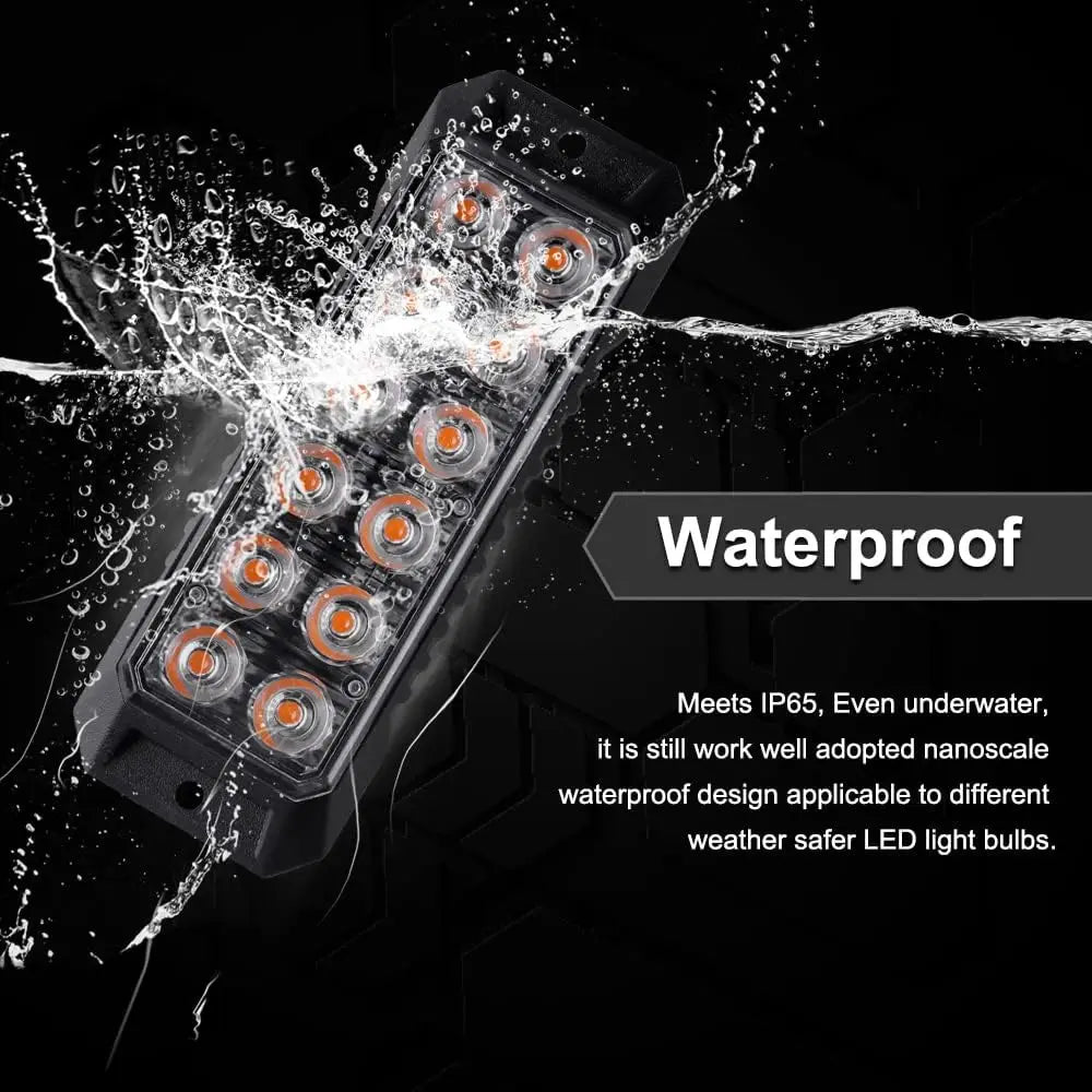 LED Flashing Strobe Lights for 12-24V Trucks 12LEDS Car Vehicle Mini Grille  Head Emergency Beacon Hazard Warning Lights