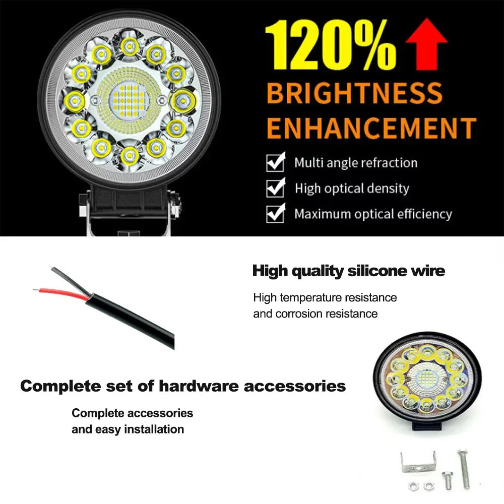 12V Car Led Work Spotlights 24V 33led Headlights for Motorcycles Flood Led Bar Fog Light DRL For Truck 4x4 Off Road ATV Car