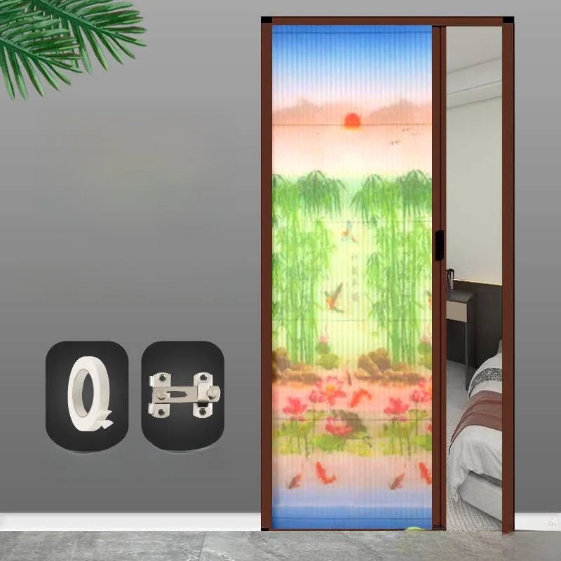 Invisible Mosquito-Proof Aluminum Alloy Sliding Door Curtain Home Entrance Screen Door Retractable Window Mesh Curtain