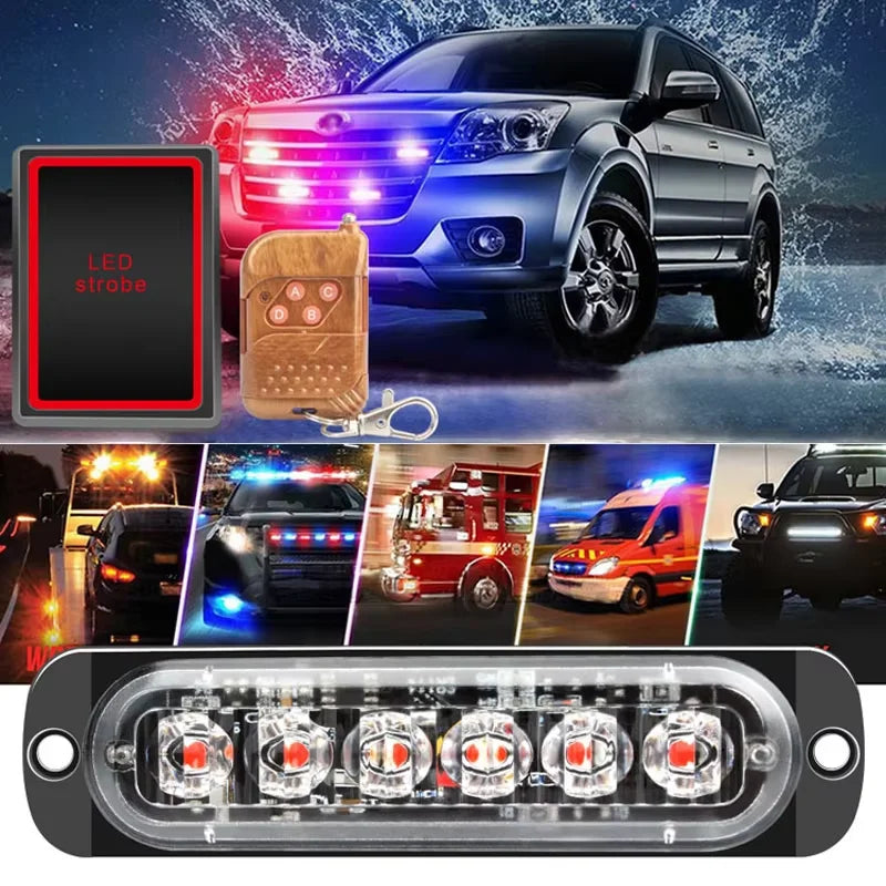 4in 1 LED Grille Lights For Trucks 6-Led Emergency Surface Mount Grill Strobe Light Mini Warning Flashing Bar For Dodge Trucks