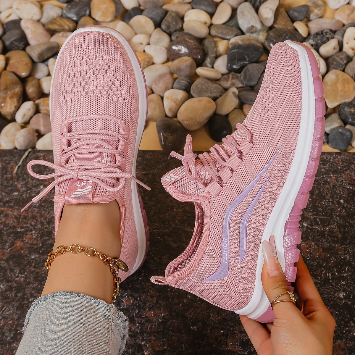 Women's Shoes, Casual Shoes for Ladies New Breathable Mesh Anti-Slip Soft-Soled Comfortable Sports Shoes