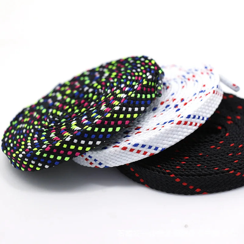 1Pair Mixed Color Shoe Laces Black and White Stripe Double Flat Shoelaces Sneakers Casual Shoes Shoelace