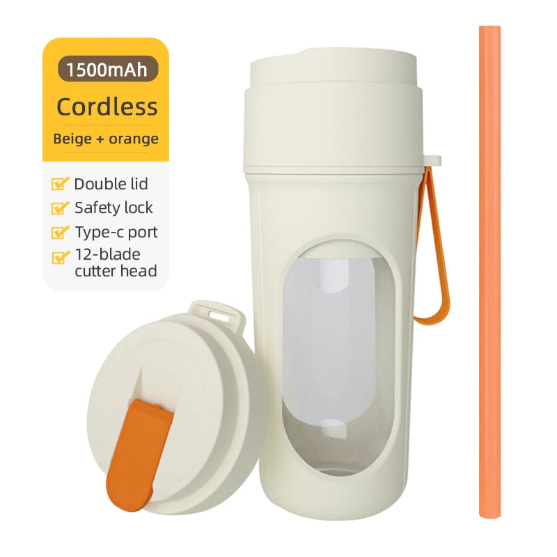 12 Blades Electric Portable Blender 350ML Juicer Fruit Mixers USB Rechargeable Smoothie Juicer Cup Squeezer Juice Maker