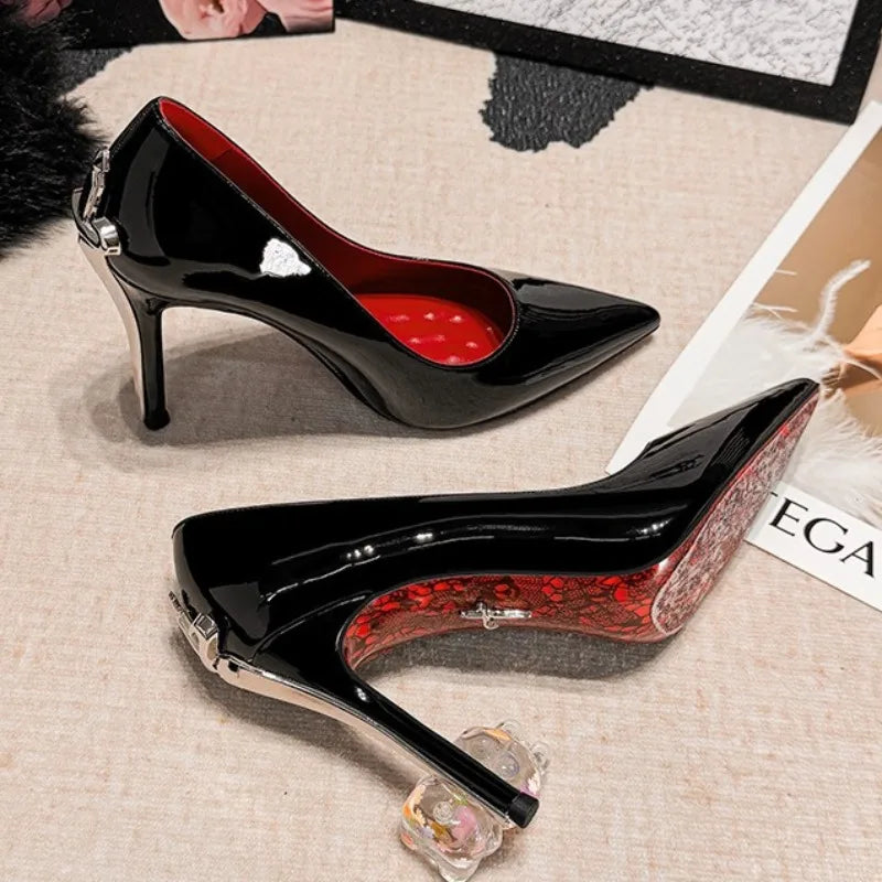 2026 New Women's Shoes Luxury Metal Decoration Pointed Tip High Heels for Woman French Casual Shoes Designer Shoes Zapatos Mujer