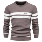 Men's Patchwork Knit O-Neck Pullover Sweater