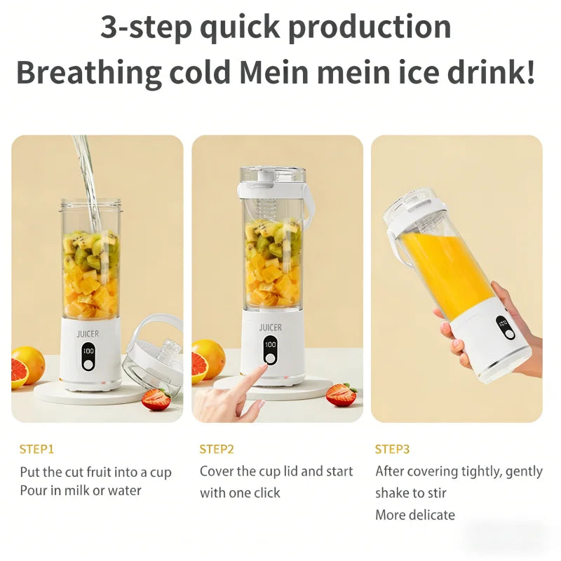 Portable 600ML Juicer Cup 12 Blades for Shakes Smoothies Rechargeable USB Traveling Fruit Juicer Double Cup Fruit Blender