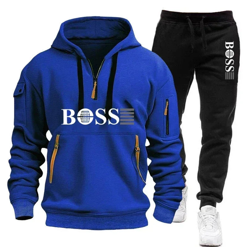 Men's Windproof Pullover Hoodie & Jogger Set
