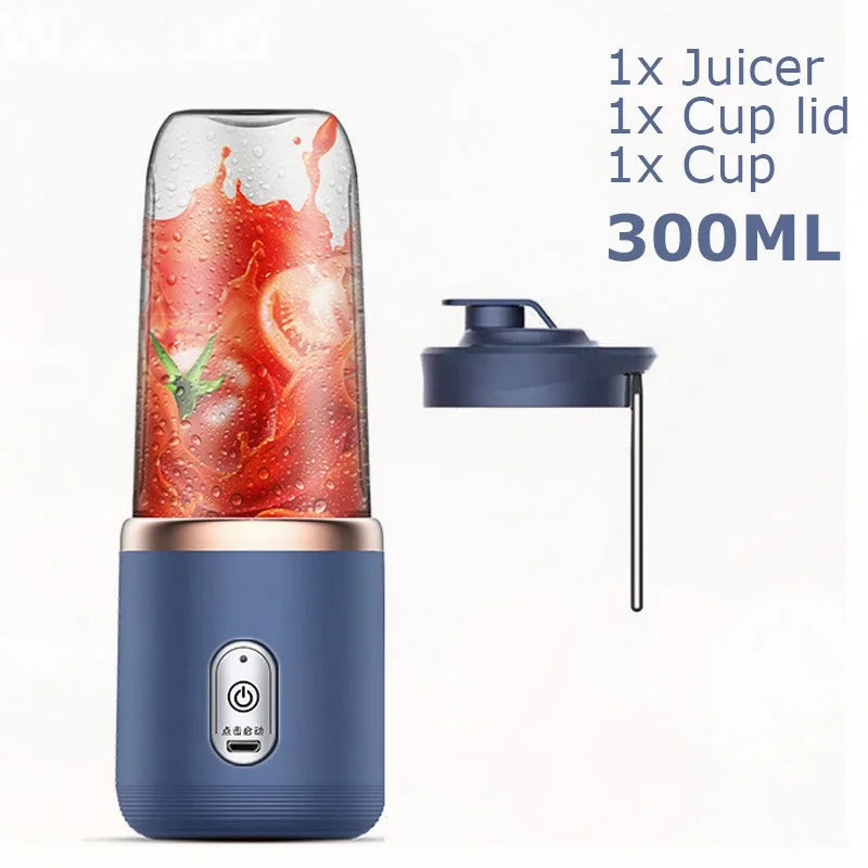 WXCOO Juicer Cup Set Automatic Smoothie Blender with 6 Blades Mixer Machine Portable Orange Fruit Squeezer Lemon Travel Mixer