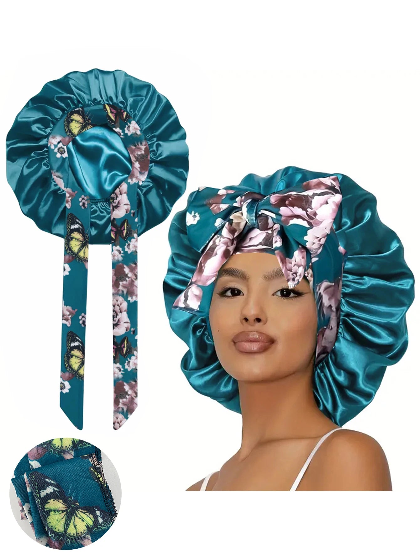 1pc  Satin bonnet with tie for women  Soft Silky Hair Care for Night Use Single Piece Stylish Hair Accessory