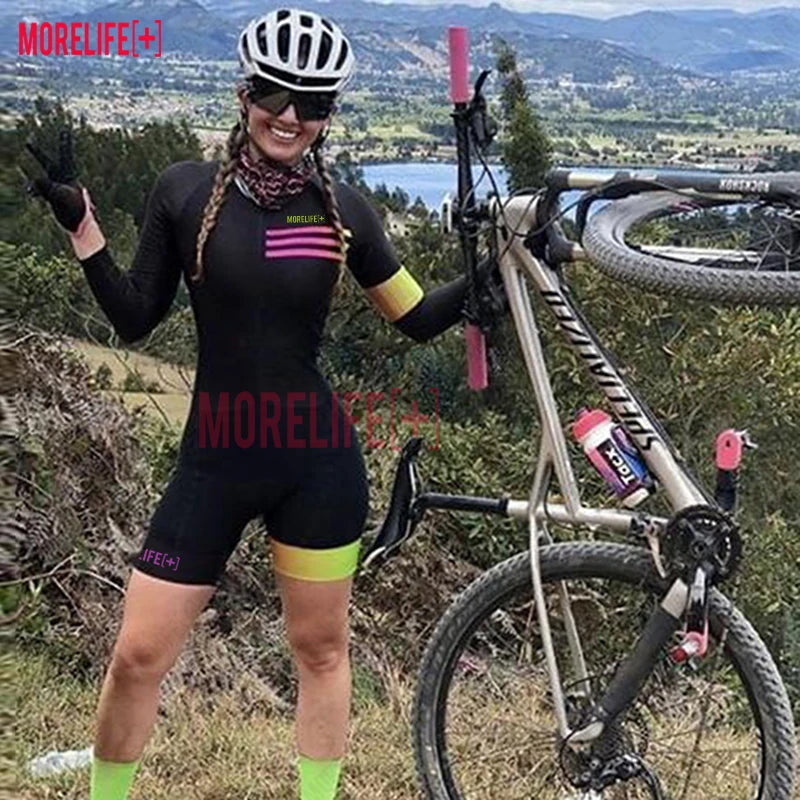 MLC Women's Long Sleeve Jumpsuit Women's Sportswear Suit Grey Cycling Jersey Breathable Cycling Team Cycling Jersey Unisex
