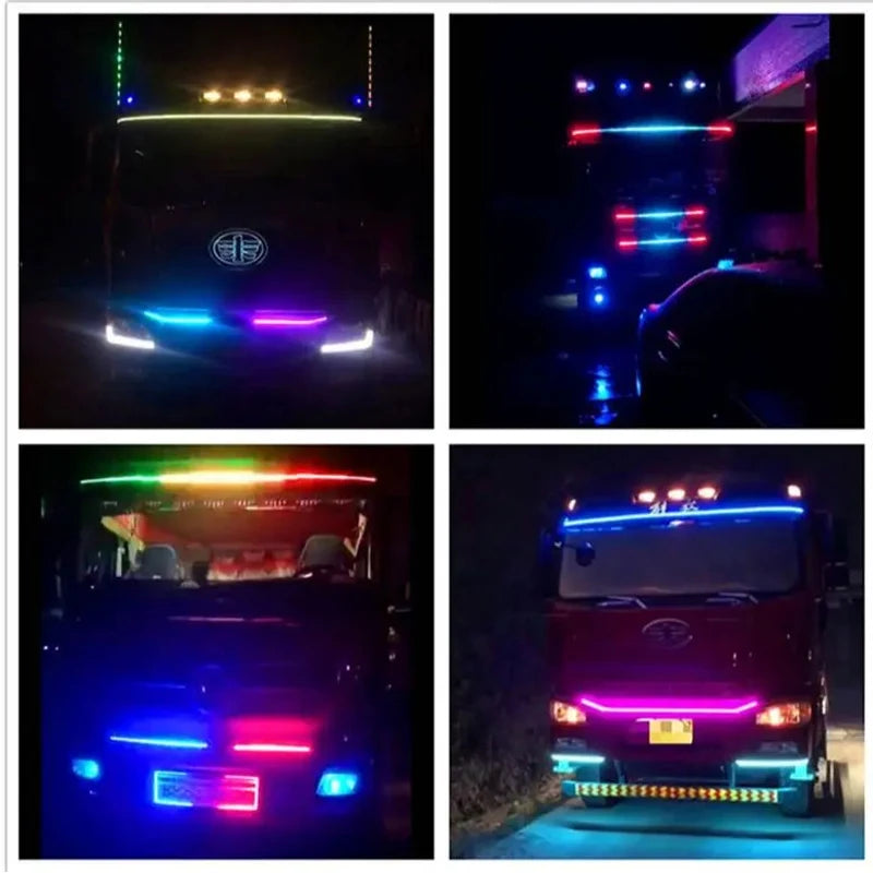 24V Truck Colorful Flashing Ambient Lighting LED Decorative Lamp Atmosphere Light  Night Driving Safety Car Warning Light Strip
