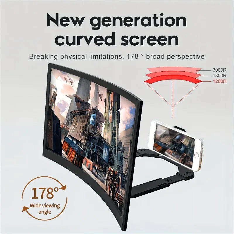 3D Phone Screen Magnifier for Smartphones Foldable Stand Adjustable Zoom Flip Phone Magnifier for Movie/Video/Gaming Devices
