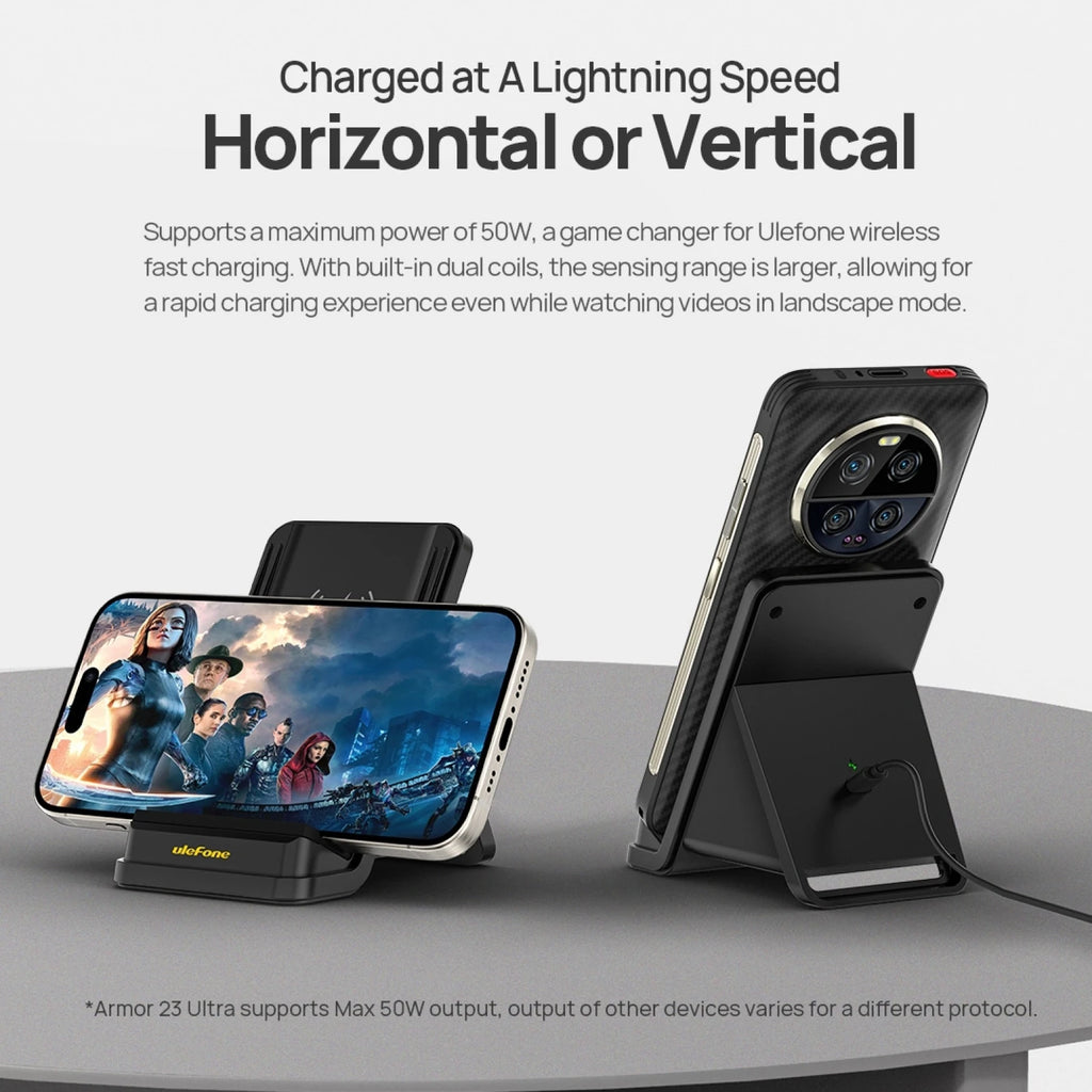 Ulefone WCS01 50W Air-cooled Wireless Charger Stand Phone Wireless Charger with Holder