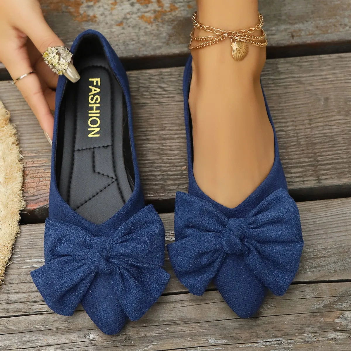 Women Flats Shoes Summer New Bow Pointed Toe Female Loafers Walking Fashion Sneakers Casual Shallow Breathable Shoes for Women