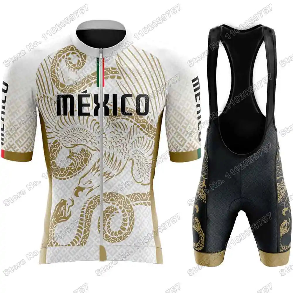2026 Mexico Cycling Jersey Set The United Mexican States Cycling Clothing Mexican national emblem Eagle and Snake Road Bike Suit