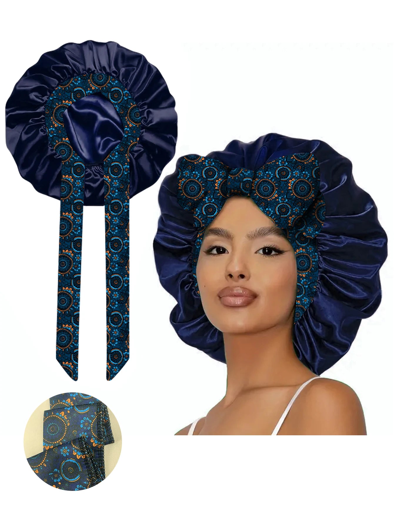 1pc  Satin bonnet with tie for women  Soft Silky Hair Care for Night Use Single Piece Stylish Hair Accessory