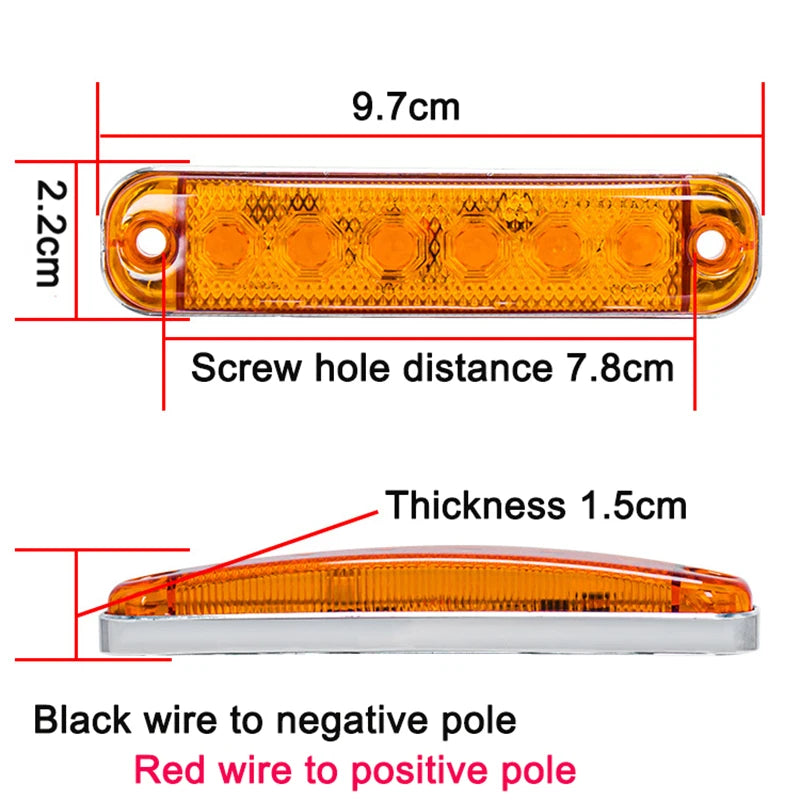 12V- 80V 6LED Warning Flashing Lights Front Rear Clearance Indicator Lamp Side Marker Lights for Trailer BUS Van Caravan Truck