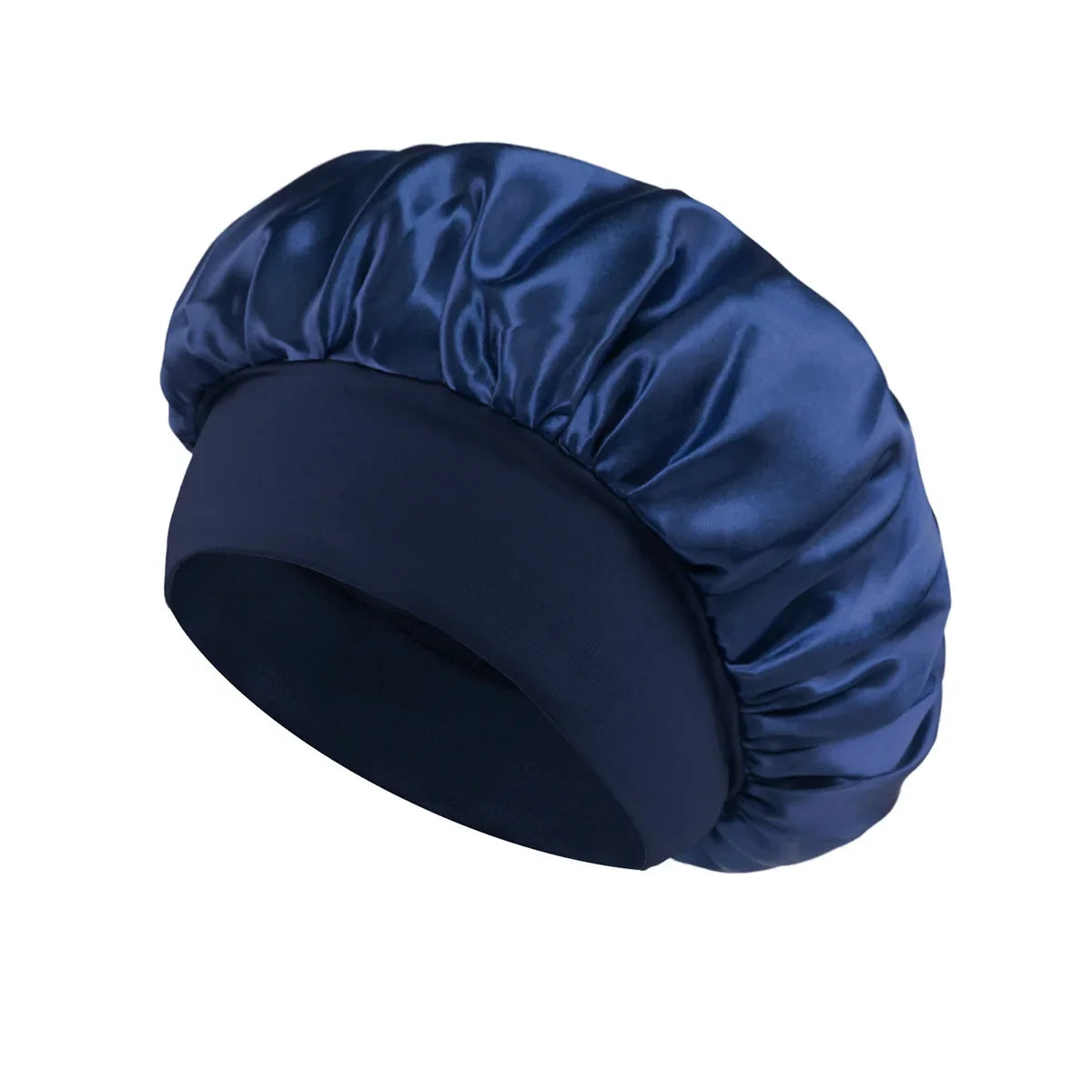 Women's Satin Solid Bonnet Wide Brim Elastic Band - Unisex Night Sleeping Bathing Hair Care Cap for Hair Protection
