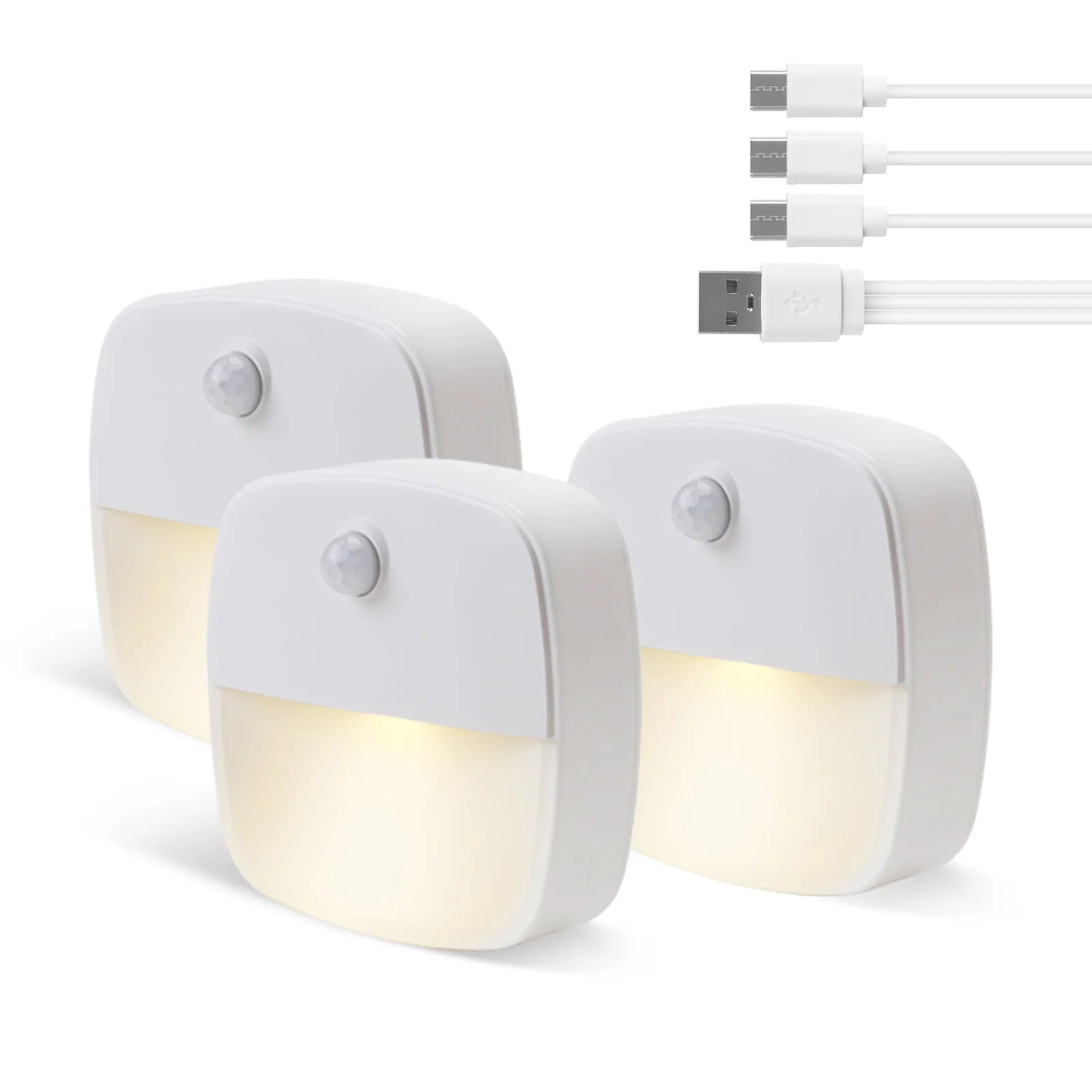 Motion Sensor LED Night Light Battery Operated Bedroom Stick on Warm Light for Bathroom Kitchen Cabinet Cupboard Hallway Stairs