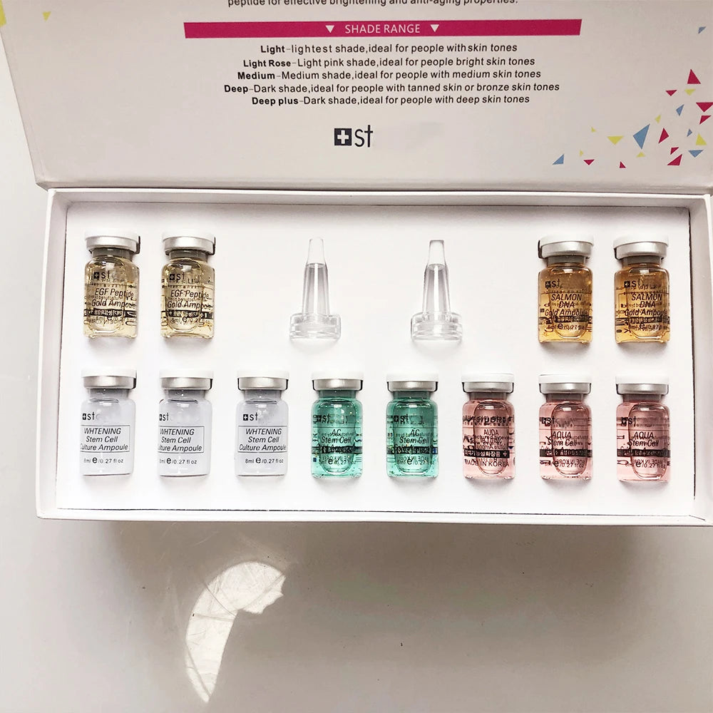 12PCS Korea BB Cream Skin Boost Kit Niacinamide/Peptide Foundation Serum Moisturize Antioxidant Sunscreen Face Skin Care