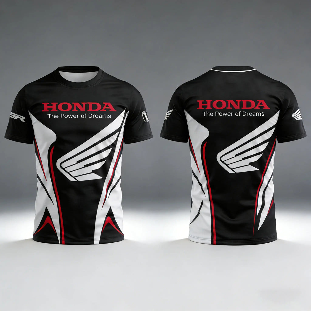 Honda Themed Commemorative Short Sleeved T-Shirt Trendy Car Fan Collection Daily Wear Mechanical Hot Blooded Sports Neat Clean