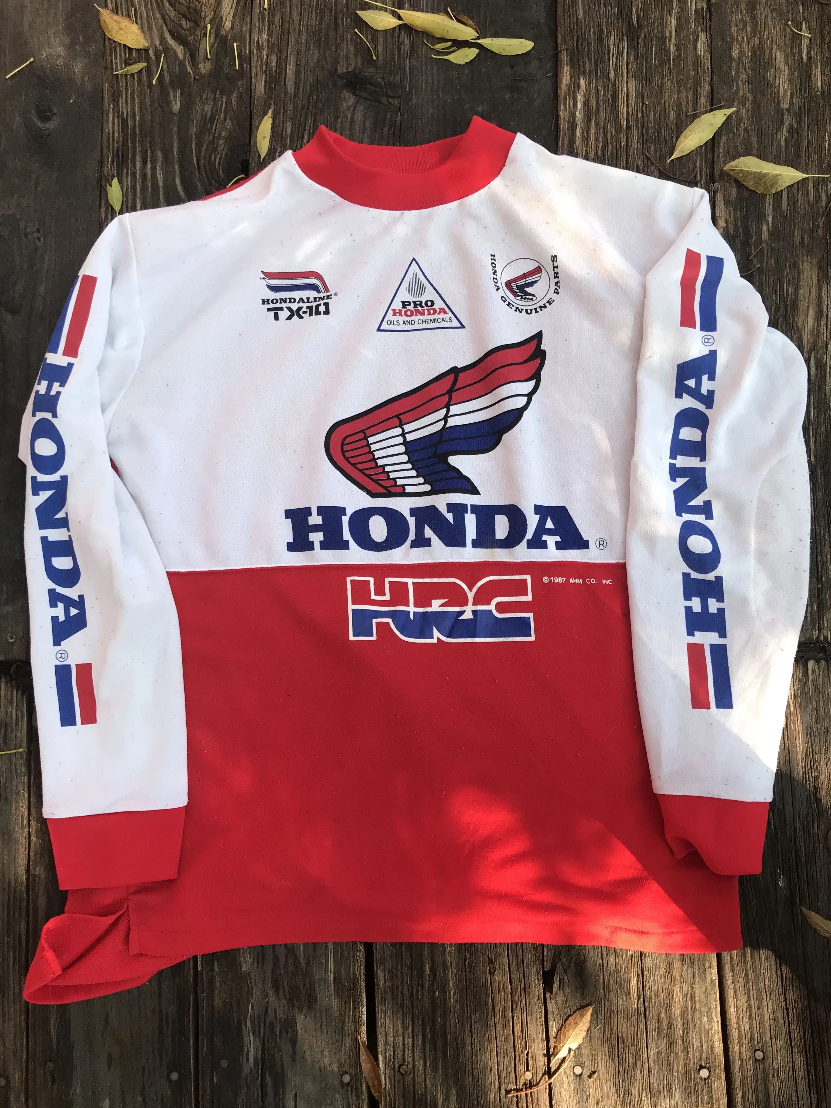 1987 Honda HRC Sweater Jersey Off-road Motorcycle Jersey Mountain Vintage Long Sleeved T-Shirt Top Quick Dry Breathable Clothing