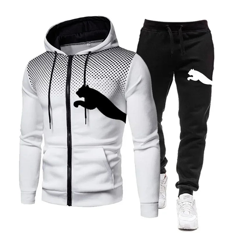 Men's Zip Hoodie & Jogger Sweatshirt Set