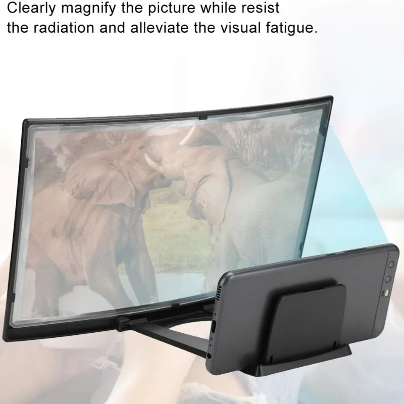 3D Phone Screen Magnifier for Smartphones Foldable Stand Adjustable Zoom Flip Phone Magnifier for Movie/Video/Gaming Devices