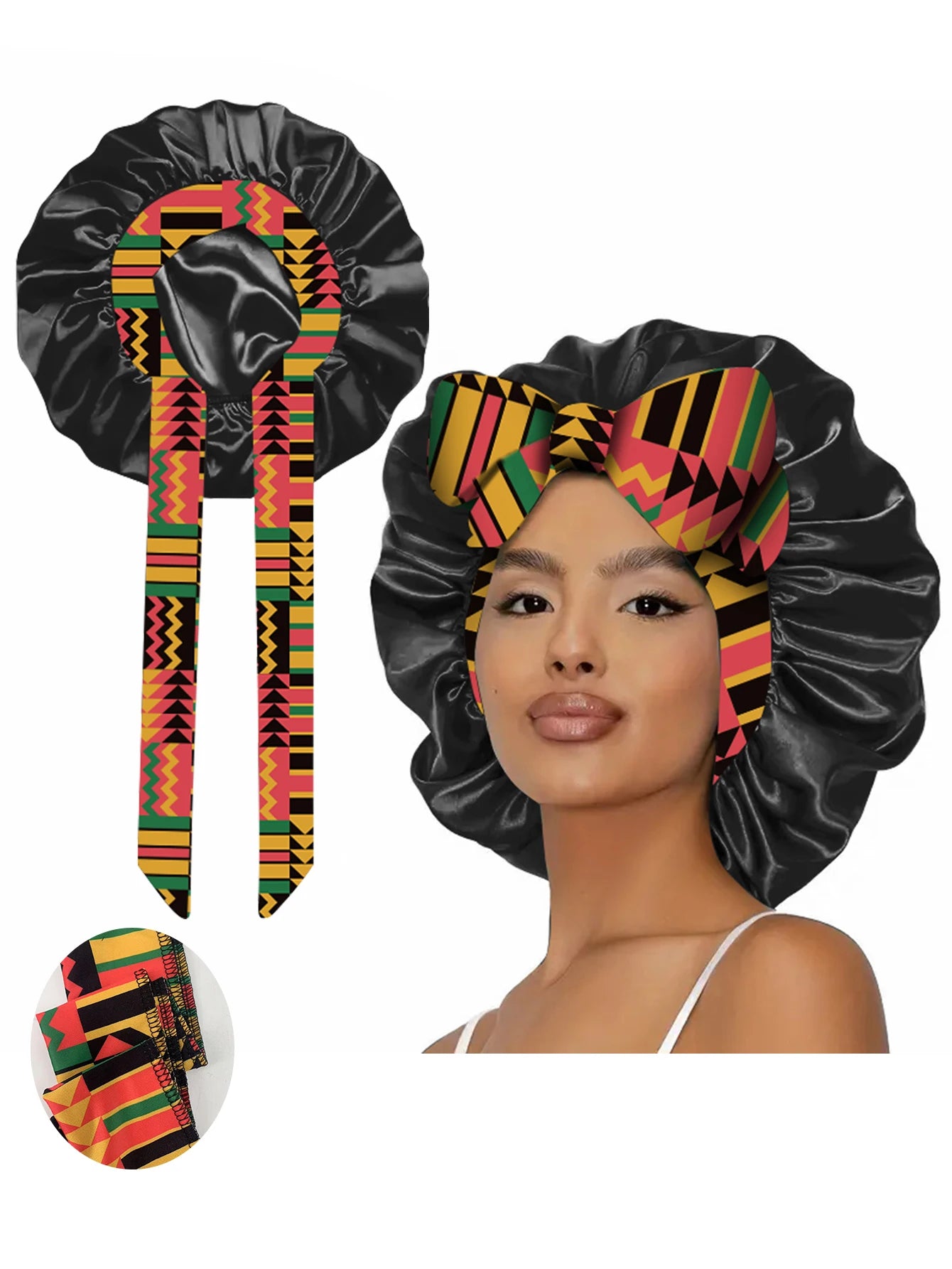 1pc  Satin bonnet with tie for women  Soft Silky Hair Care for Night Use Single Piece Stylish Hair Accessory