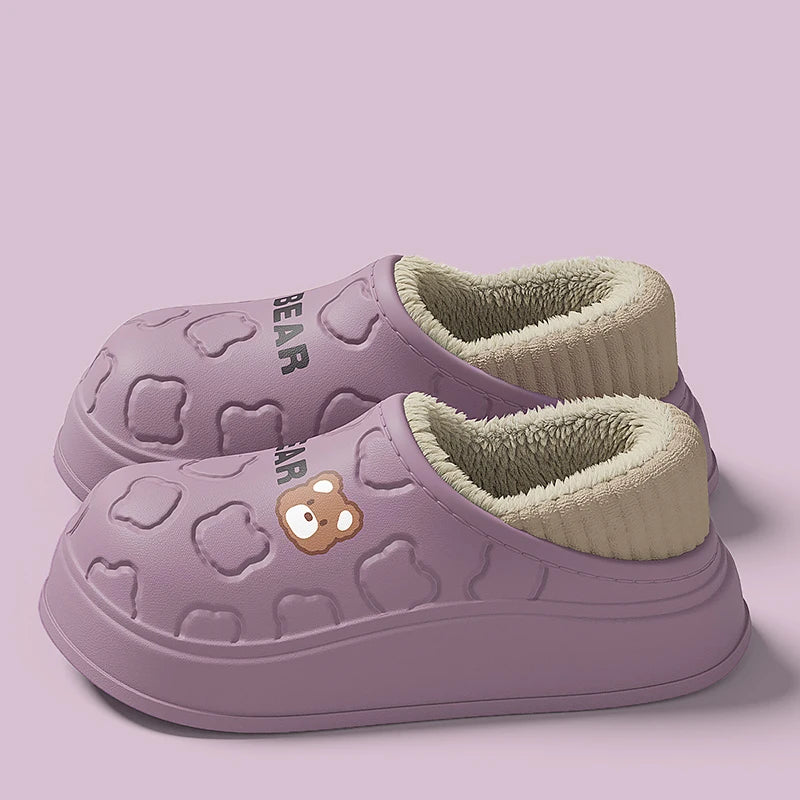 Waterproof Cotton Slippers for Women Men Winter Outdoor Indoor Home Plush Warm Thick Sole Anti slip Cotton Shoes for Couple