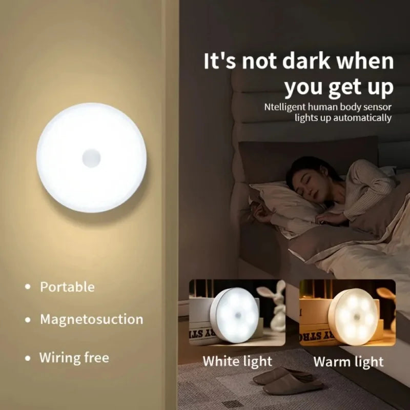 1pc Motion Sensor Night Light - Wireless LED Detector Lamp for Bedroom, Staircase, Closet, and Room Decor-
