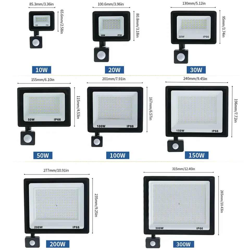 LED PIR Motion Sensor/ NO Sensor Floodlight Wall Light Outdoor 3 Color AC220V IP66 Waterproof LED Spotlight Reflector For Garden