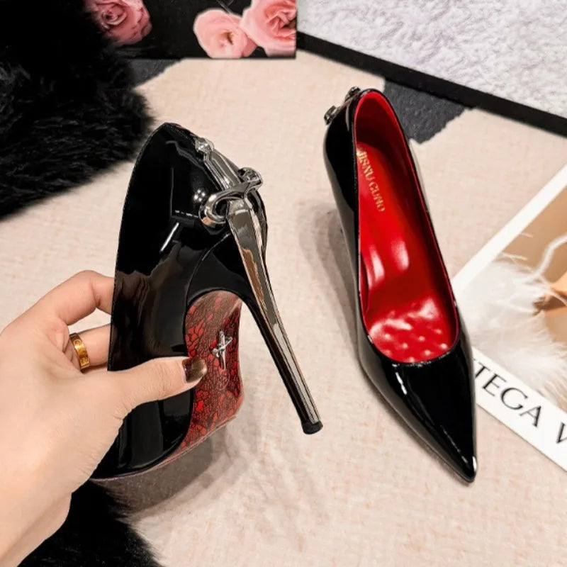 2026 New Women's Shoes Luxury Metal Decoration Pointed Tip High Heels for Woman French Casual Shoes Designer Shoes Zapatos Mujer