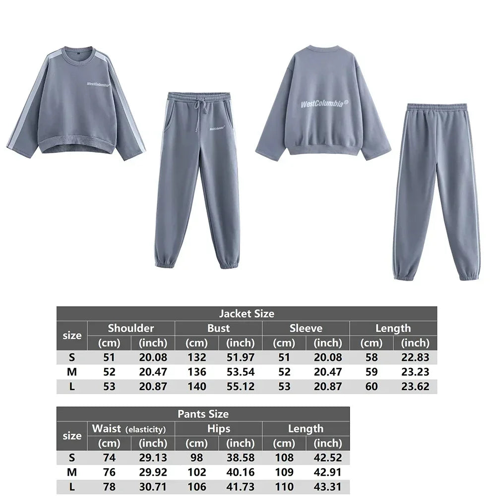 Women's Tracksuit Jersey Sets Sweats Set 2025 Winter Cotton Suits Wide Baggy Pants Sportswear 2 Piece Set Women Outfits