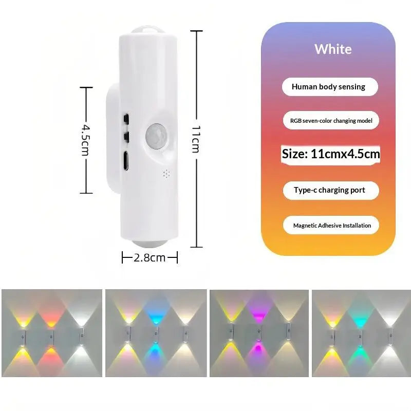 LED Motion Sensor Magnetic Wall Lamp Rechargeable for Night Ambient Illumination