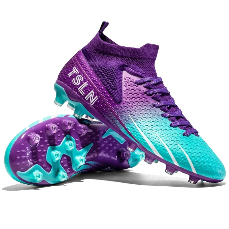 Men's Soccer Shoes Cleats Professional High-Top Breathable Athletic Football Boots for Outdoor Indoor