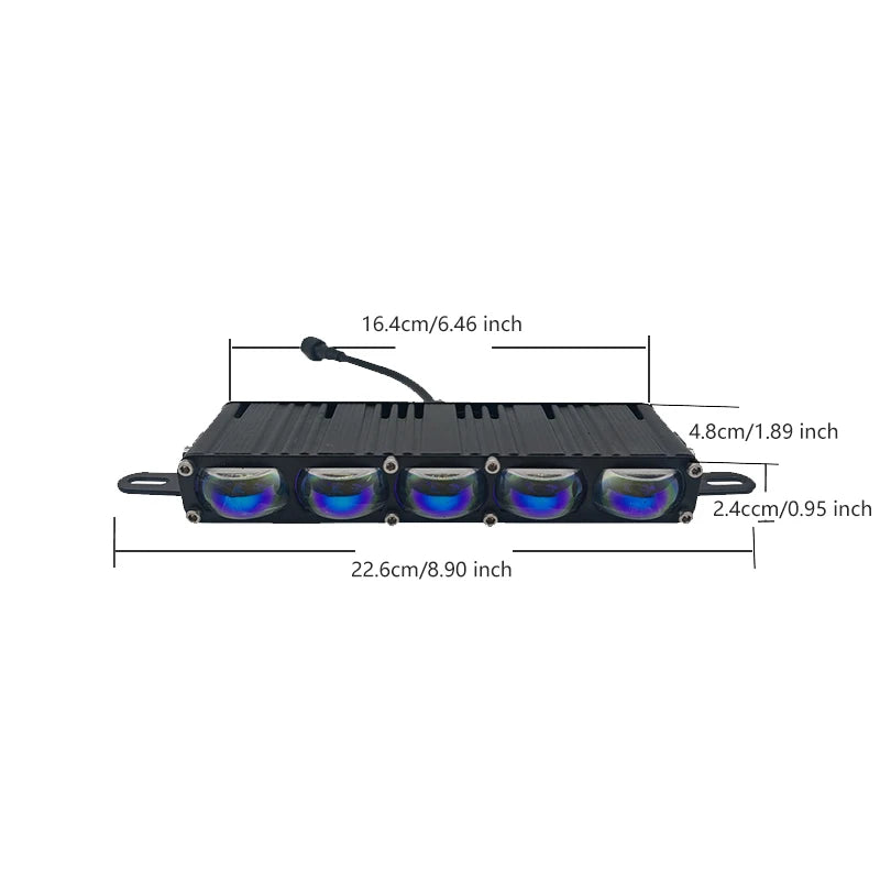 5 LED Car Grill Driving Lights Projector Fog Lamp for Truck Offroad UTV ATV Motorcycle Universal LED Bar Hi-Lo Beam White Yellow