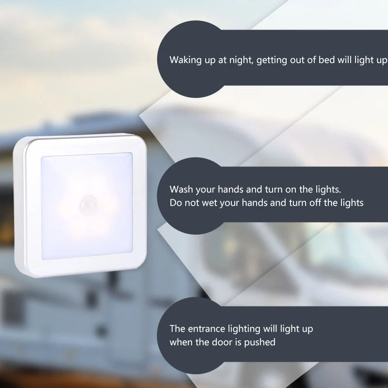 Motion Controlled Human Body Sensor LED Night Light Smart Battery Operated For Baby Room Hallway Pathway Home Light