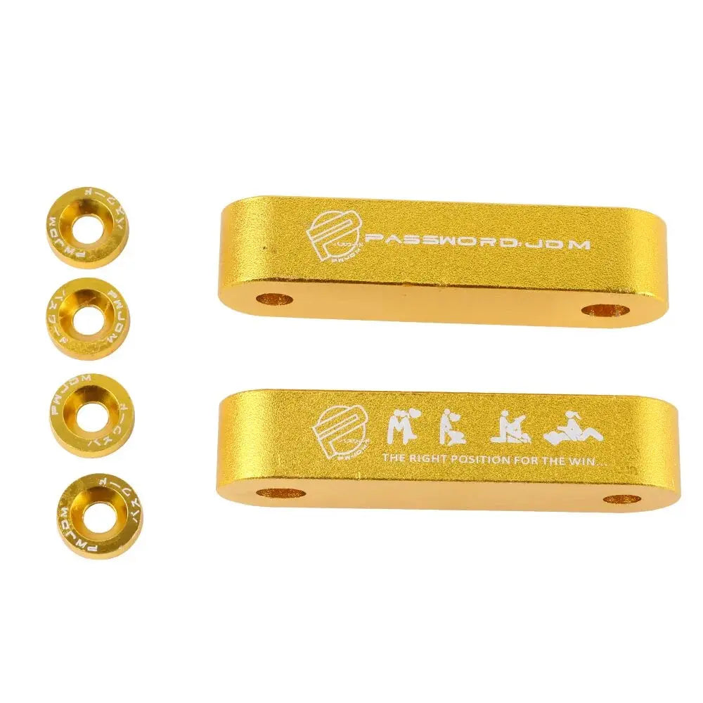 JDM Car Billet Aluminum Racing Hood Vent Spacer Risers 4pcs Fender Washer For Honda Civic 92-95 EG / 96-00 EK For Acura Integra