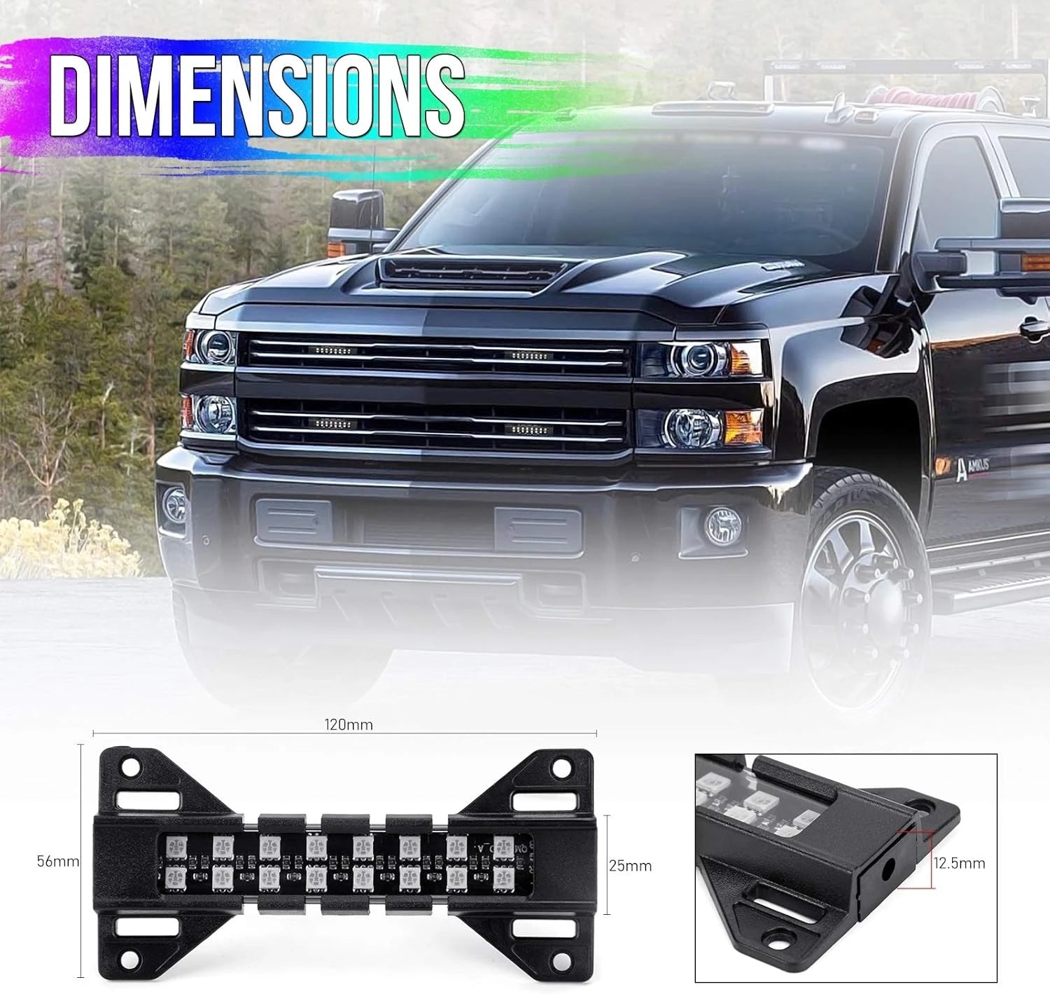 LED Grille Lights for Trucks 4 Pods Front Grill Light Smartphone APP Control/Music/Timing/Flashing Strobe Modes for Ram F150 F25