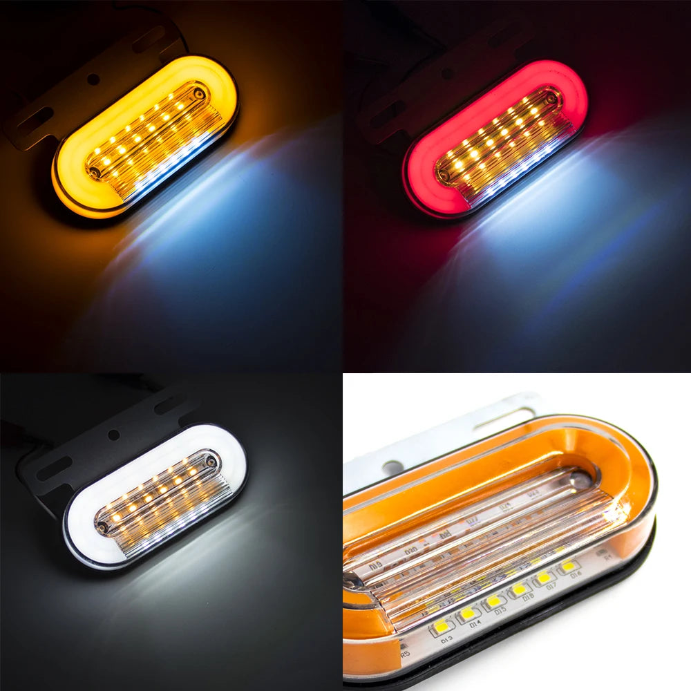 4/8pcs 12V 24V 24 Leds Truck Side Marker Lights Car External Lights Signal Indicator Lamp Warning Tail Light Trailer Lorry Truck