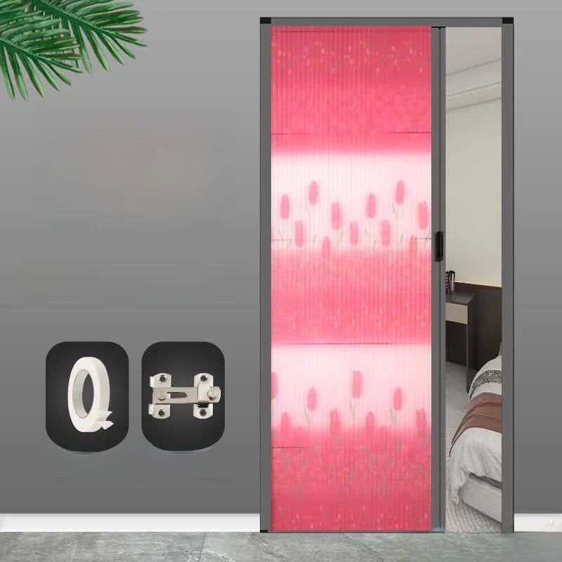 Invisible Mosquito-Proof Aluminum Alloy Sliding Door Curtain Home Entrance Screen Door Retractable Window Mesh Curtain