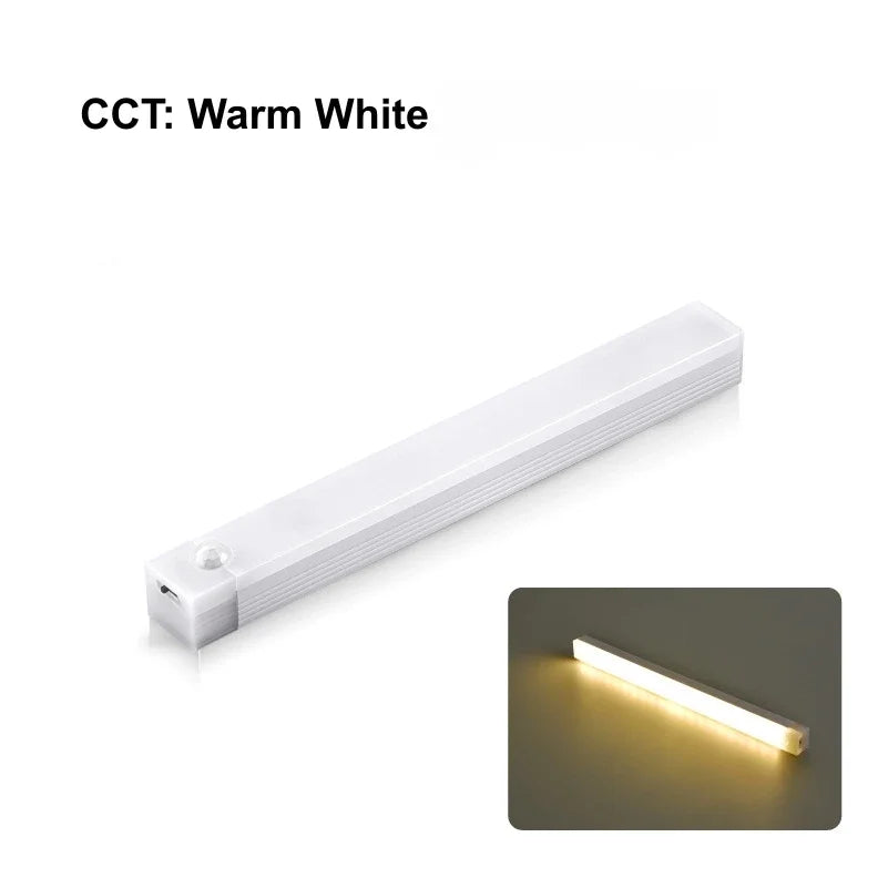LED Motion Sensor Strip Light Wireless Sensor Night Light USB Rechargeable Detector Light Wall Lamp Kitchen Cabinet and Storage