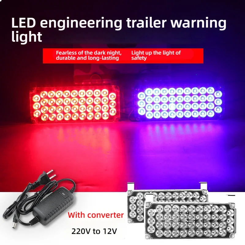 Flashing Rectangular LED Rear Signal Light for Tow Truck Rescue Vehicle Wrecker Engineering With Red Blue Yellow Strobe Lamp 12V