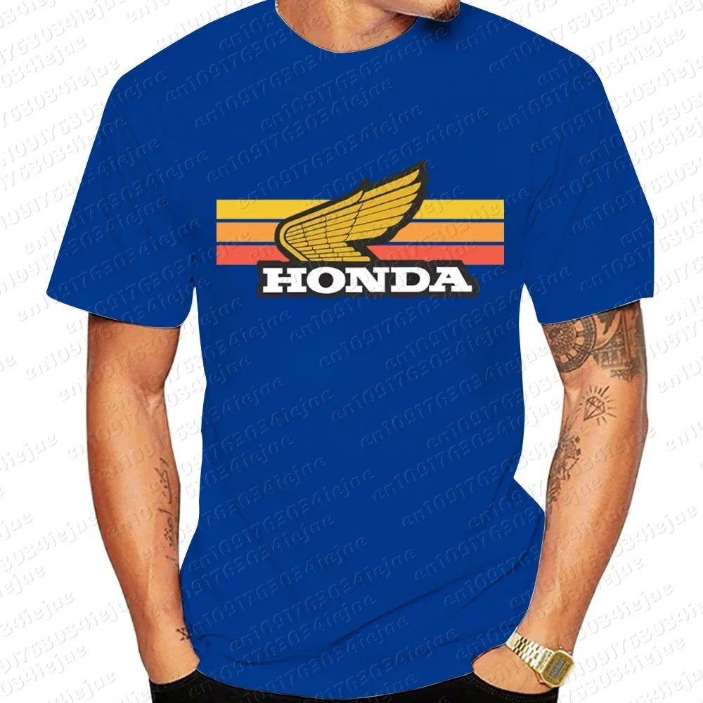 Honda Sunset Retro Men's T-shirt Summer Short-Sleeve Women's T-shirt 2025 New Fashionable 100% Cotton Couple Motorcycle Top